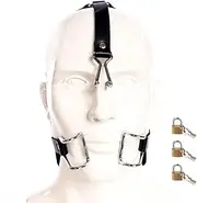 Hook Claw Mouth Spreader & Nose Hook, Open Mouth Gag for Sex Fetish Restraints SM Adjustable Slave Harness Sex Toy for Men and Women