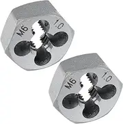 M6-1.0 Hex Die 2 Pcs Right Hand Thread Repair Tool Alloy Steel Hexagonal Die for External Thread Cutting and Screw Thread Restoring in Metalworking and Machinery