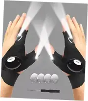 LED Flashlight Gloves, Stocking Stuffers Gifts for Men Dad Him, Christmas Black