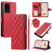 For Samsung Galaxy S20 Ultra Case Stand Flip Leather Phone Cover with 2 Straps
