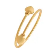 Children's 9kt Yellow Gold Silver Infused Heart Ends Bangle