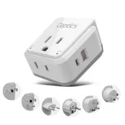 World Power Plug Adapter Set, Dual USB & USB-C 3.1A, 20W World Adapter Set