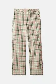 Brixton Womens Victory Trouser Pants Pleated Straight Leg Checkered Sz 26W 27L