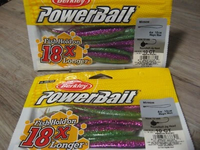 2 Packs Berkley Soft Fishing PowerBait - 4" Split Tail Minnow PBBMW4 - Magic Man