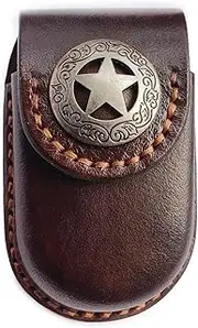 [gucaibu] Portable Glasses Case Folding Mirror Leather Cover with Belt Ring - Presbyopia Glasses Case Elderly Glasses Case, Espresso, Large
