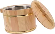iplusmile 1Set Rice Cooking Container with Lid Wooden Bucket for Home Restaurant and Parties Steamed Rice Bucket with Inner for Food Storage