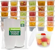 Freshware YH-S16X36 36-Pack 16 oz Plastic Food Storage Containers with Airtight Lids - Restaurant Deli Cups, Foodsavers, Baby, Bento Lunch Box, 21 Day Fix, Portion Control, and Meal Prep Containers White