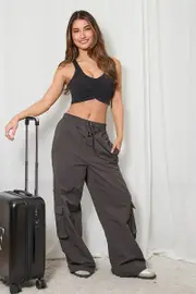 Black Bralette Top Sleeveless V-neck Ruched - Size 16XL, Women's Bralette