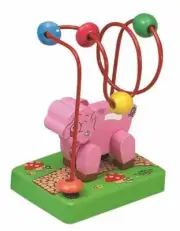 NEW 1x Mini Wooden Bead Maze Wire Tracing PIG Educational Sensory Toddler Toy