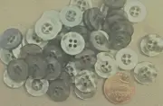 24 Pearlized Gray Hint of Blue Plastic Buttons Almost 9/16" 13.5mm 7161