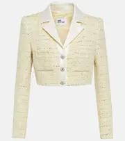 [Self-Portrait] Self-Portrait Cropped bouclé jacket AU 16 yellow