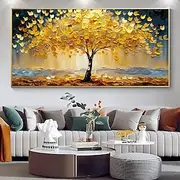 Mintura Handmade 3D Gold Tree Landscape Oil Paintings On Canvas Wall Art Decoration Modern Abstract Picture For Home Decor Rolled Frameless Unstretched Paintin