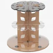 ArtistrySpin: Wood Grain Rotating Brush Rack - Multi-Layer Desk Stand for Paintb