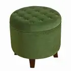 Homepop Ottomans 19" Wood Frame Storage Tufted Cushions Polyester Green Round