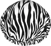 Zebra Print Print Shower Cap For Women Men Reusable Lightweight Soft Bath Hair Cap With Elastic Band