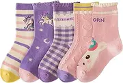 [DEEKEY] Baby Girls Socks Toddler Ruffle Socks Girls Frilly Lace Dress Socks Cotton Crew Socks