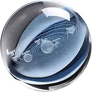 Solar System Crystal Ball Model Engraved Glass Sphere for Home Decor Elegant Educational Planetary Sphere for Living Room and Office Decoration