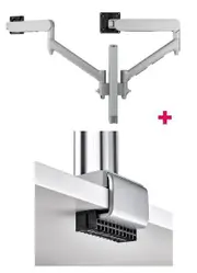 Atdec AWMS-2-D40 Dual 690mm Dynamic Monitor Arms + 400mm Post / 8kg (17.6lb) Flat and Curved Screens + C Clamp Desk Fixing, Silver