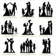Family Wedding Cake Topper Bride And Groom Couple With Kids Romantic Gift Custom
