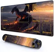 for MTG Playmat with Zones 24" x 14" with High Elastic Rubber Base Non-Slip Rubber Sole HD Printing for MTG Mat Magic Mat Card Playmat Magic Playmat Mouse Pad, Dragons Over The City