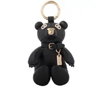 在飛比找momo購物網優惠-【COACH】荔枝皮革熊熊吊飾/鑰匙圈(金色/黑色)