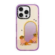 iPhone 16 Pro Impact Case MagSafe Compatible Checkered Dachshund Mirror