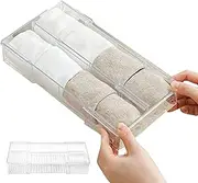 Sock Drawer Organizer,Clear Underwear Storage Organizer Bins | Stackable Box Adjustable Dividers, Double Compartment Closet Organization for Dresser Nursery