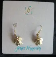 Vintage 1990's GOLD-PLATED BRONZE TURTLE HOOK EARRINGS by Joyce Veggerby