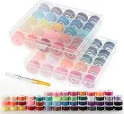 ilauke 50Pcs Bobbins Sewing Thread with Case, SizeA Class15 Prewound Sewing Bobbins for Sewing Machine, 50Colors Polyester Sewing Threads Compatible for Brother/Singer/Babylock/Janome Machine