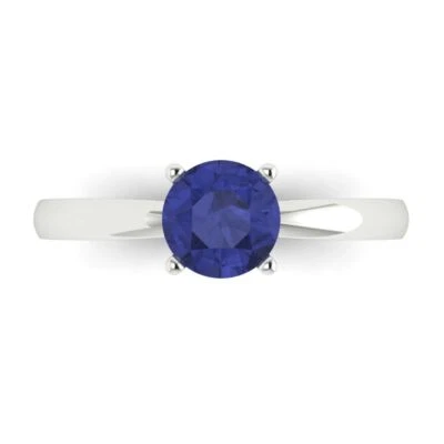 1Ct Round Cut Tanzanite Solid Gold Solitaire Engagement Promise Statement Ring