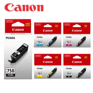 CANON PGI-750BK+CLI-751BK/C/M/Y 原廠墨水匣組合(2黑+3彩)