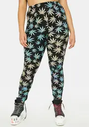 Plus New Headspace Leaf Print Leggings