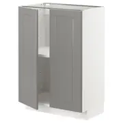 METOD base cabinet with shelves/2 doors, white/Bodbyn grey, 60x37x80 cm