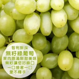 【WANG 蔬果】智利空運綠無籽葡萄800-1000gx2袋(800-1000g/袋)