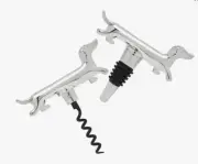 Dachshund Nickel Plated Bottle Stopper & Corkscrew Set