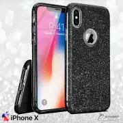 Black Glitter Shining Bling TPU Jelly Gel Case Cover For iPhone Xs / iPhone 10 s