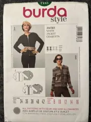 NEW BURDA Sewing Pattern 7183 WOMAN'S JACKET Size 8-16 UNCUT Easy Skill