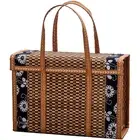 Picnic Woven Basket Rattan Grass Foldable Bamboo Basket J9T11339