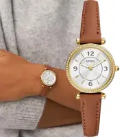 在飛比找momo購物網優惠-【FOSSIL】Carlie系列 優雅晶鑽皮帶女錶(ES52