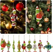 18pcs Christmas Tree Decoration Pendant Cute Acrylic Green Hair Monster Christmas Ornament Christmas Tree Decoration