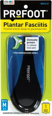 PROFOOT Orthotic Insoles for Plantar Fasciitis & Heel Pain, Men's 8-13, 1 Pair
