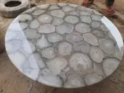 White Agate Table Tops, Agate Coffee Table, Natural Agate Round Slab, Home Decor
