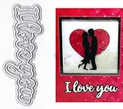DzIxY Shadow Word I Love You Metal Cutting Dies for Clear Stamps and Metal Cutting Dies Sets for Card Making Scrapbooking Paper Supplies Seals Storage Pockets