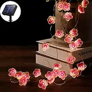 Solar Cherry Blossom String Lights 4M 40LED Outdoor Waterproof Garden Fairy Lights Christmas Wedding Party Patio Holidays Balcony Home Decoration 8 Mode Lighti