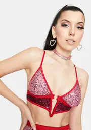 [EastnWest] Pink Sequin Ashe Bra