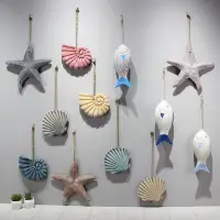 在飛比找蝦皮購物優惠-壁飾 墻貼裝飾 地中海復古魚形掛件海星海螺貝殼掛飾墻面裝飾品