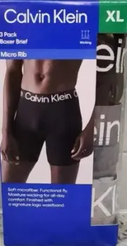 CK Mens Boxer Shorts 3 Pack Black Grey Trunks Calvin Klein Underwear Brief XL