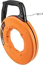 Klein Tools Fish Tape/Wire Puller, Stainless Steel with Double Loop Tip, Optimized Housing and Handle, 1/8-Inch x 240-Foot 56341, Orange/Black