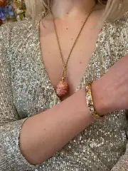 Fabergé Egg Pendant Faberge egg style Pink Jewelry gift for her Gold Birthday