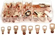 60PCS/Box SC Bare Terminals Lug R-ing Seal Wire C ectors Cable Crimp with Assorted Storage Box Portable Gold One Size